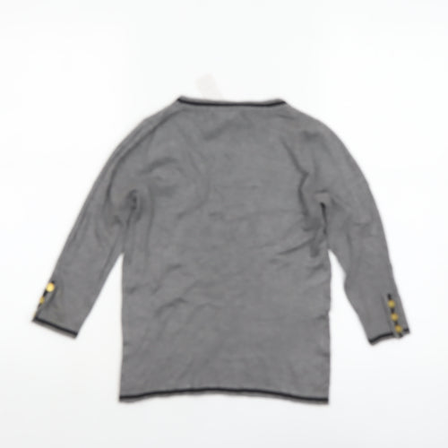Mango Women Grey Boat Neck 3/4 Sleeve Knit Jumper XS