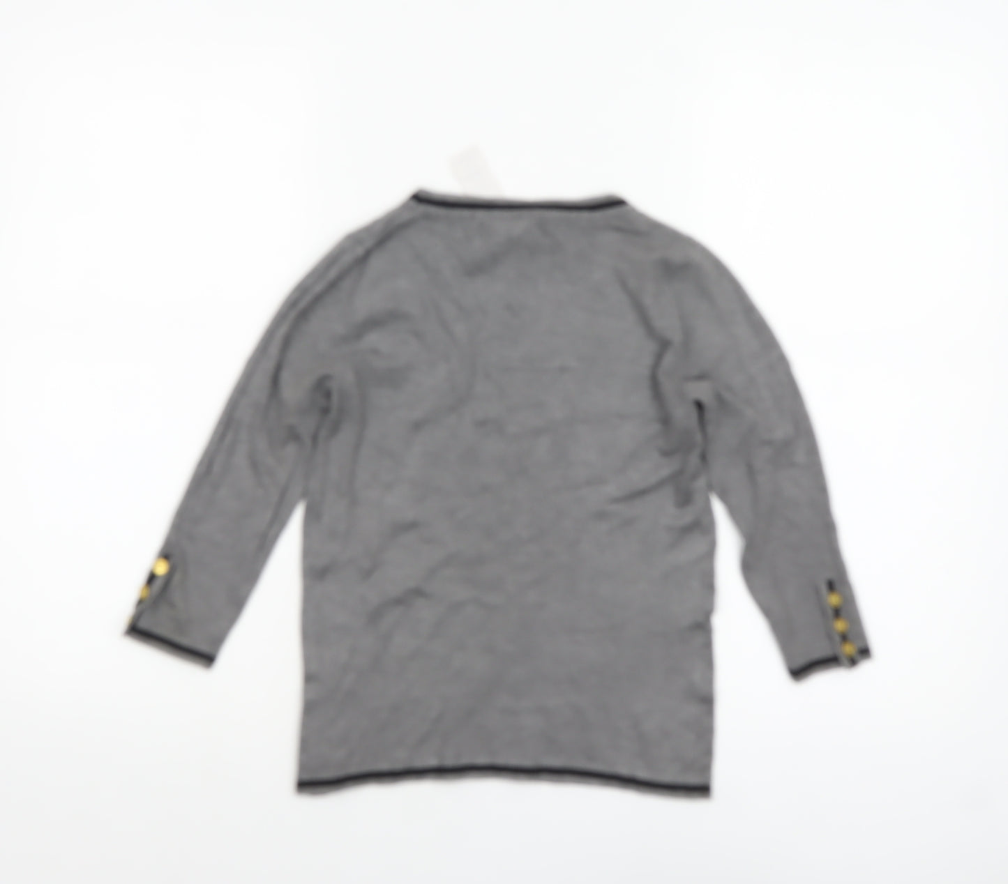 Mango Women Grey Boat Neck 3/4 Sleeve Knit Jumper XS