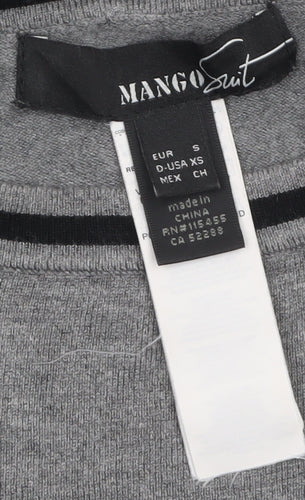 Mango Women Grey Boat Neck 3/4 Sleeve Knit Jumper XS