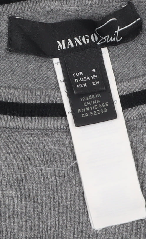 Mango Women Grey Boat Neck 3/4 Sleeve Knit Jumper XS
