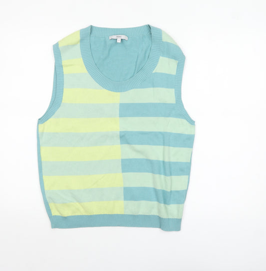 Next Women's Multicoloured Striped Knit Vest Jumper Size 14