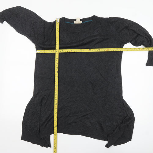 Celuu Womens Black Tunic Jumper Large 3/4 Sleeve Crew Neck Knit