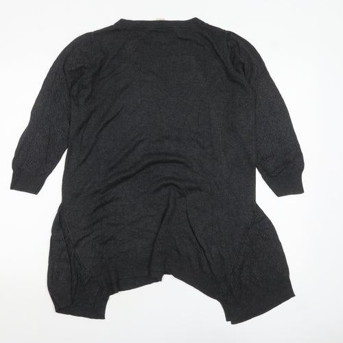 Celuu Womens Black Tunic Jumper Large 3/4 Sleeve Crew Neck Knit