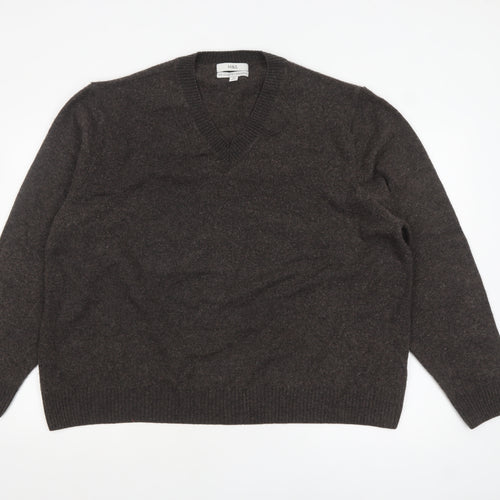 Marks and Spencer Men’s Brown 2XL Wool V-Neck Jumper