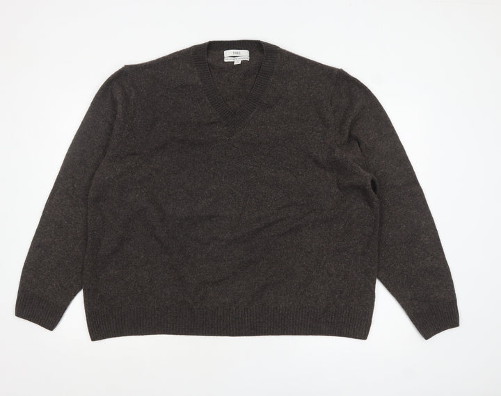 Marks and Spencer Men’s Brown 2XL Wool V-Neck Jumper