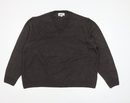 Marks and Spencer Men’s Brown 2XL Wool V-Neck Jumper