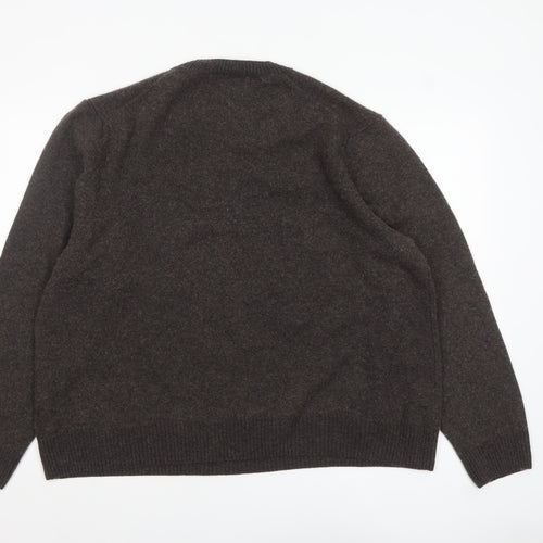 Marks and Spencer Men’s Brown 2XL Wool V-Neck Jumper
