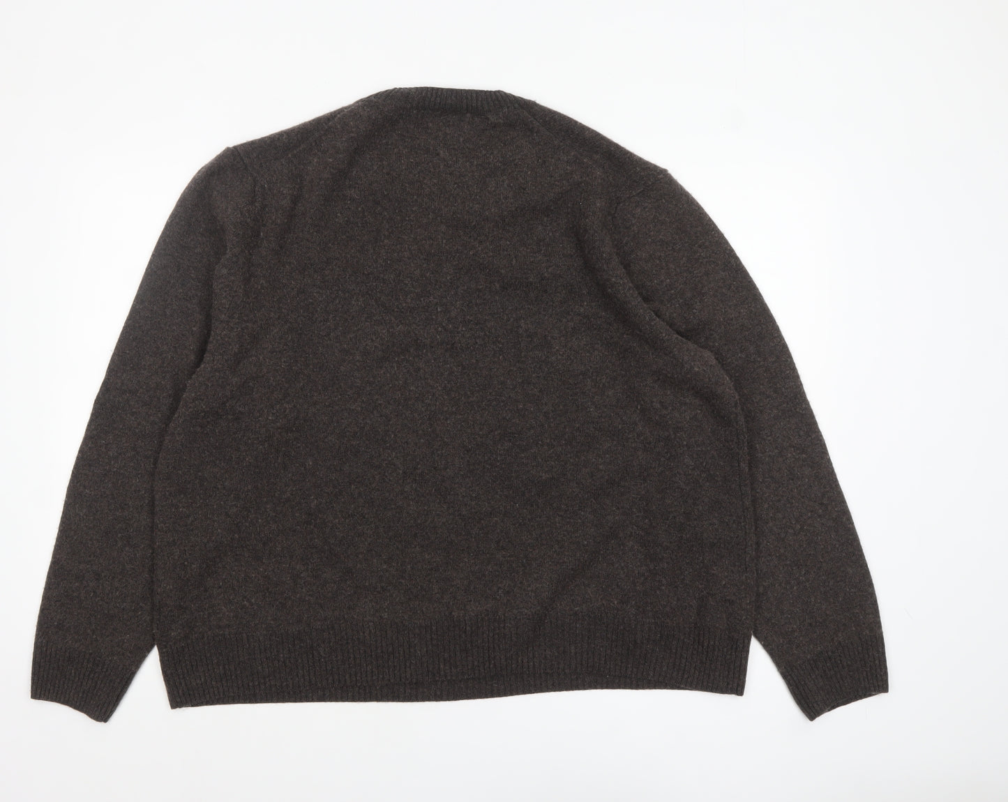 Marks and Spencer Men’s Brown 2XL Wool V-Neck Jumper