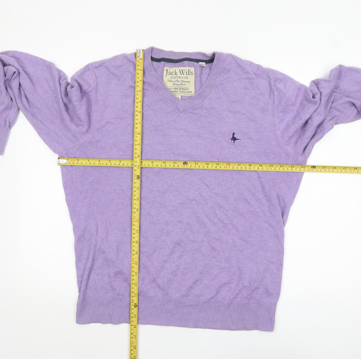 Jack Wills Men’s Purple V-Neck Cotton Cashmere Jumper XL