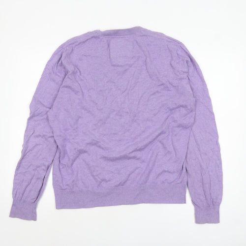 Jack Wills Men’s Purple V-Neck Cotton Cashmere Jumper XL
