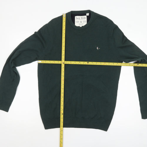 Jack Wills Men's Green Cotton Wool Crew Neck Pullover Jumper M