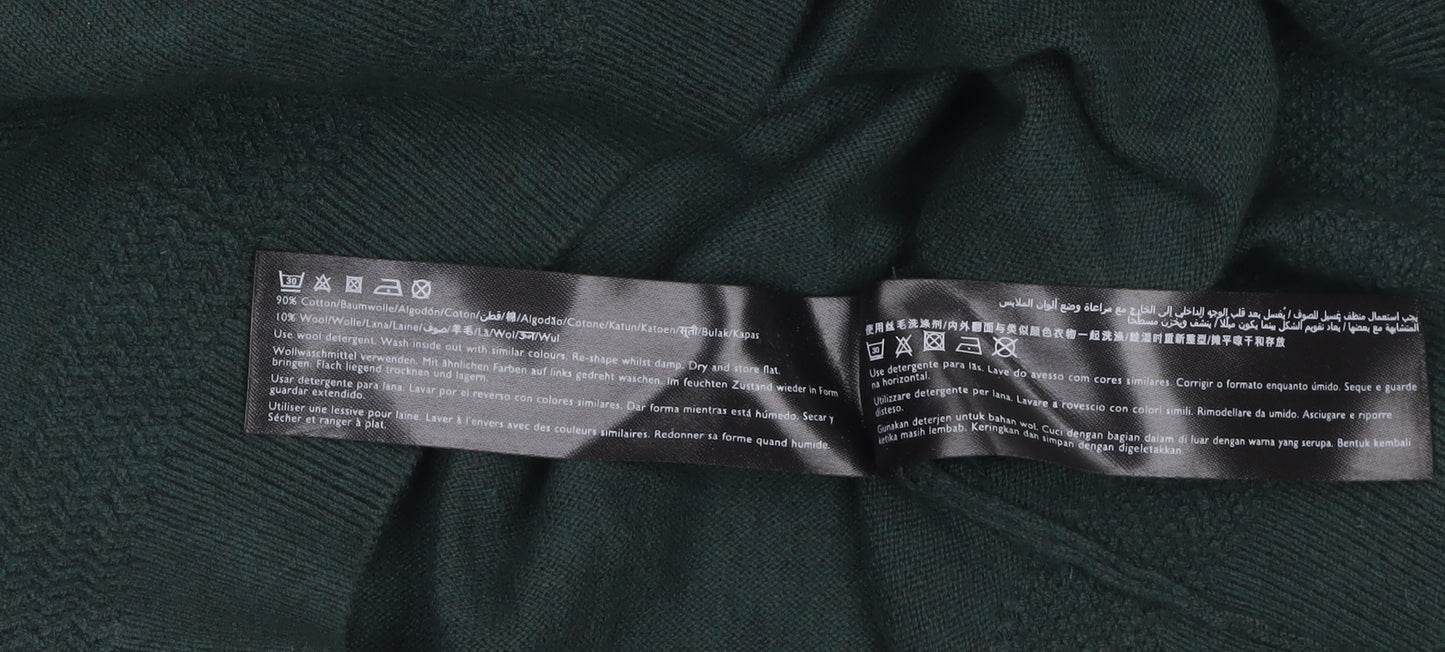 Jack Wills Men's Green Cotton Wool Crew Neck Pullover Jumper M