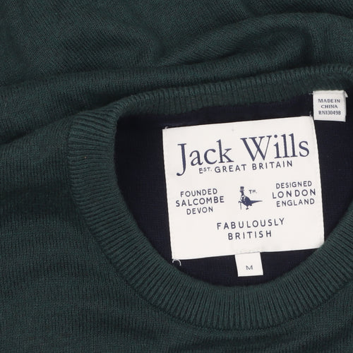 Jack Wills Men's Green Cotton Wool Crew Neck Pullover Jumper M