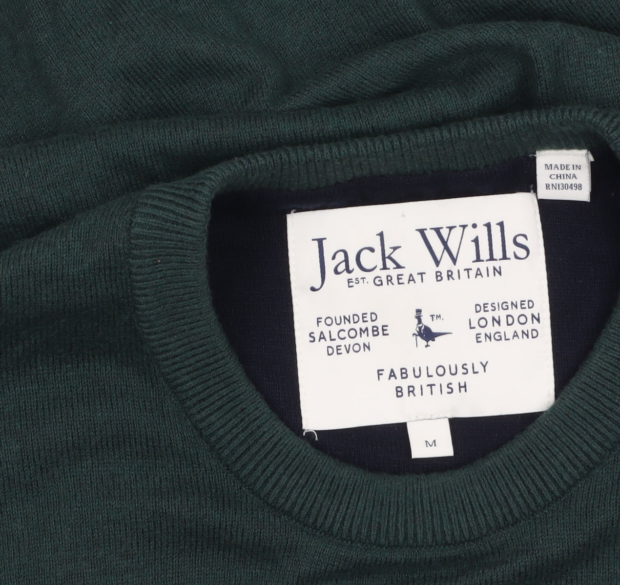 Jack Wills Men's Green Cotton Wool Crew Neck Pullover Jumper M