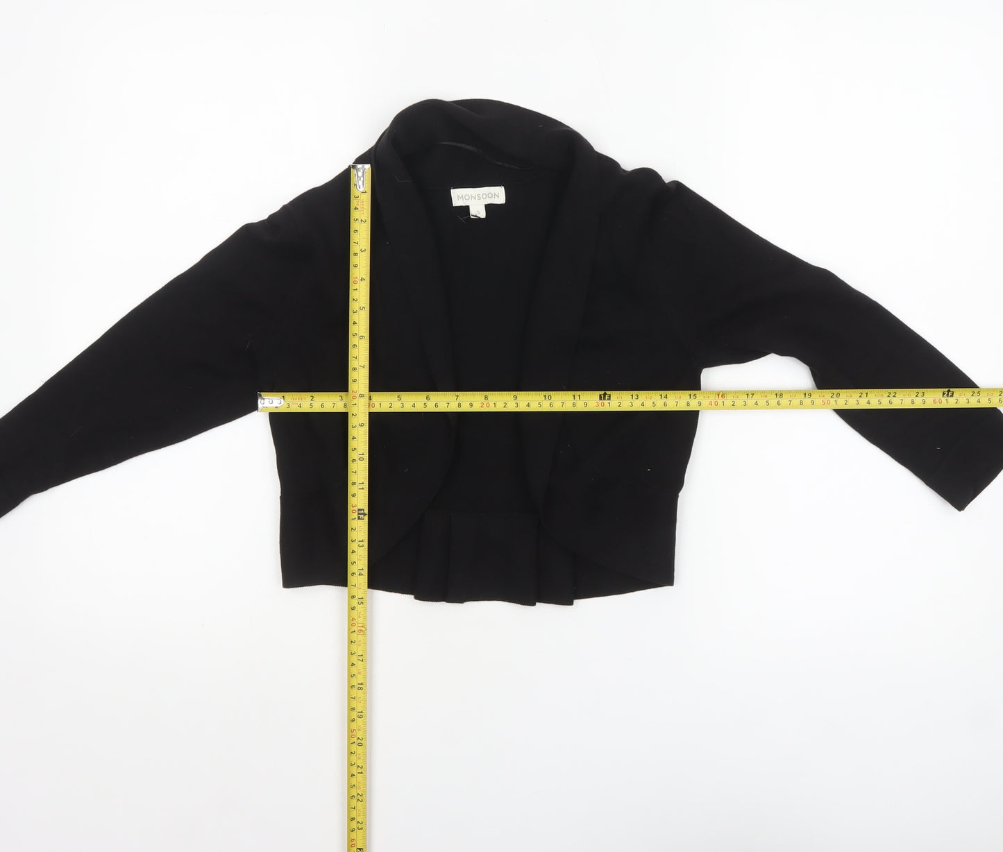 Monsoon Women's Black Cotton Bow Detail Cardigan Size S