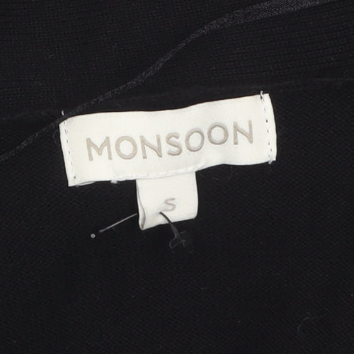 Monsoon Women's Black Cotton Bow Detail Cardigan Size S