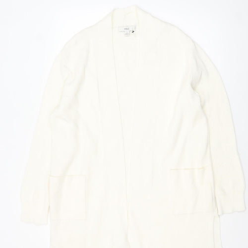 Marks and Spencer Women White Size 16 Knit Open Front Cardigan