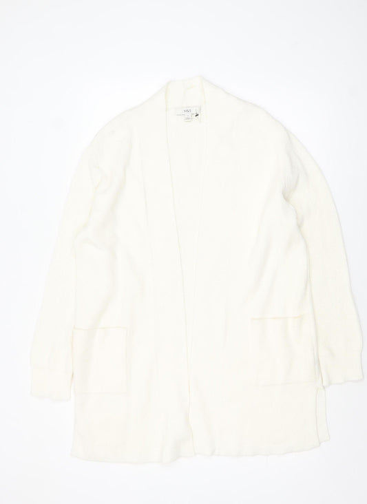 Marks and Spencer Women White Size 16 Knit Open Front Cardigan