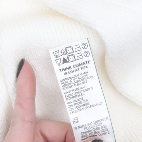 Marks and Spencer Women White Size 16 Knit Open Front Cardigan