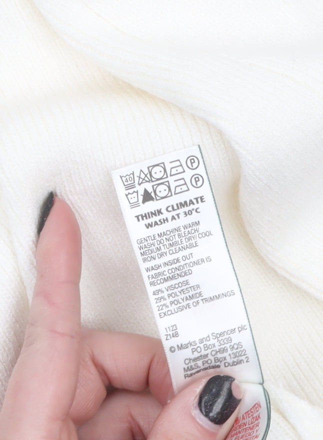 Marks and Spencer Women White Size 16 Knit Open Front Cardigan