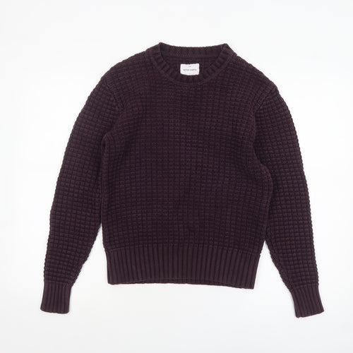 Peter Werth Men's Purple Waffle-Knit Cotton Jumper XS
