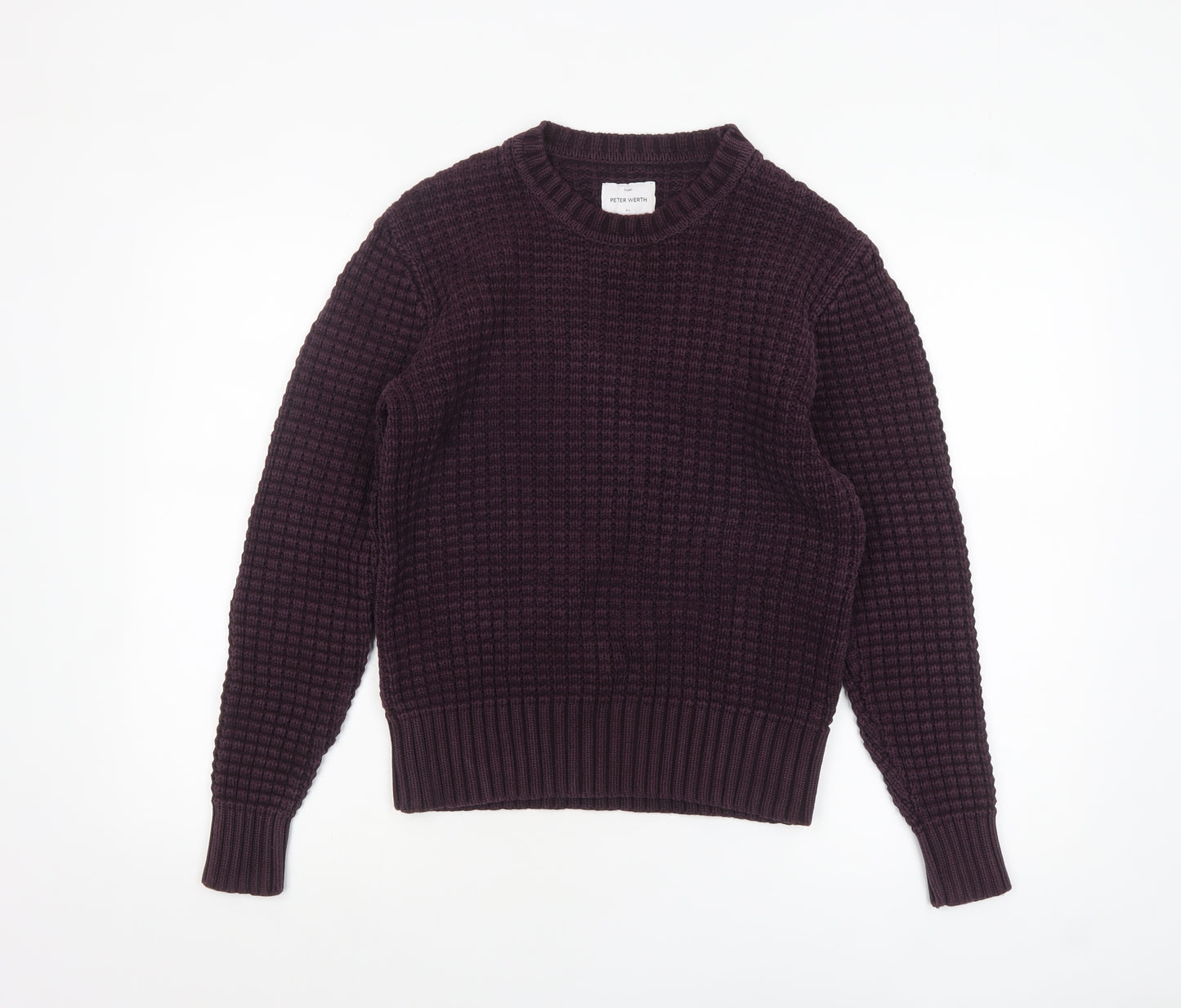 Peter Werth Men's Purple Waffle-Knit Cotton Jumper XS