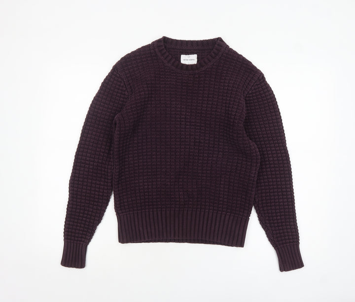 Peter Werth Men's Purple Waffle-Knit Cotton Jumper XS