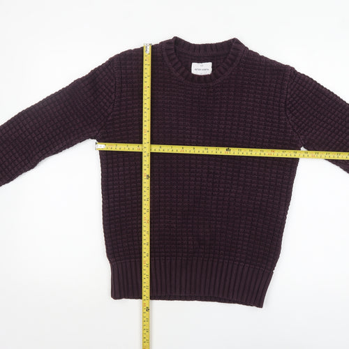 Peter Werth Men's Purple Waffle-Knit Cotton Jumper XS