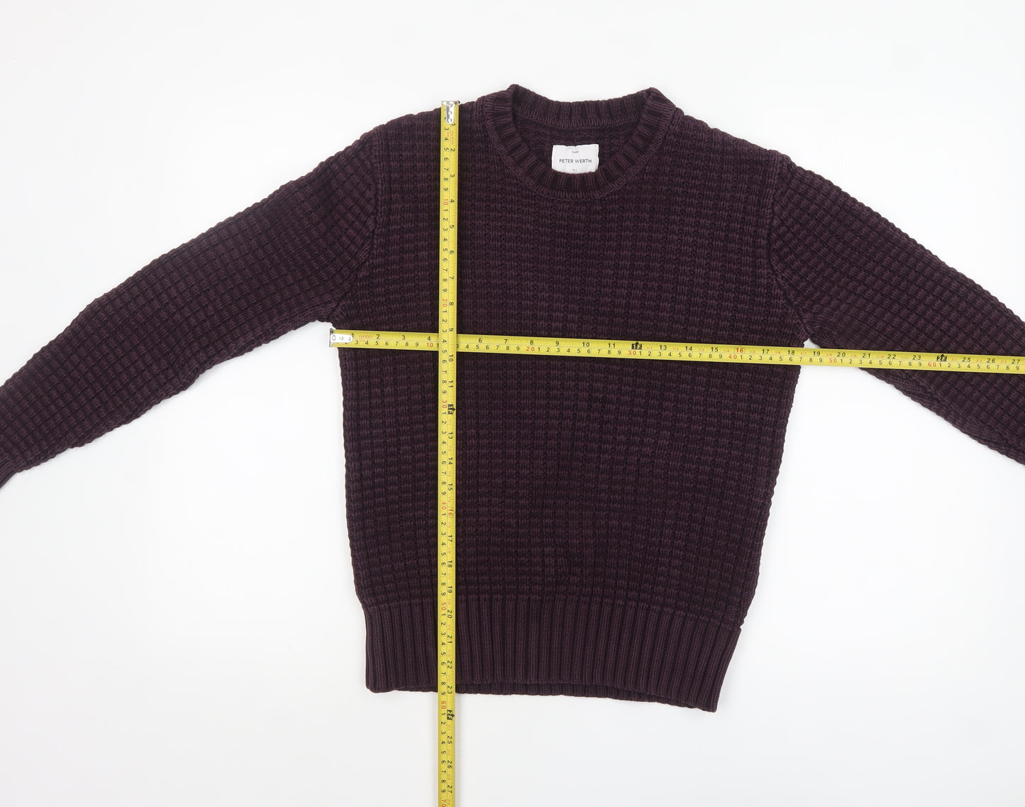Peter Werth Men's Purple Waffle-Knit Cotton Jumper XS
