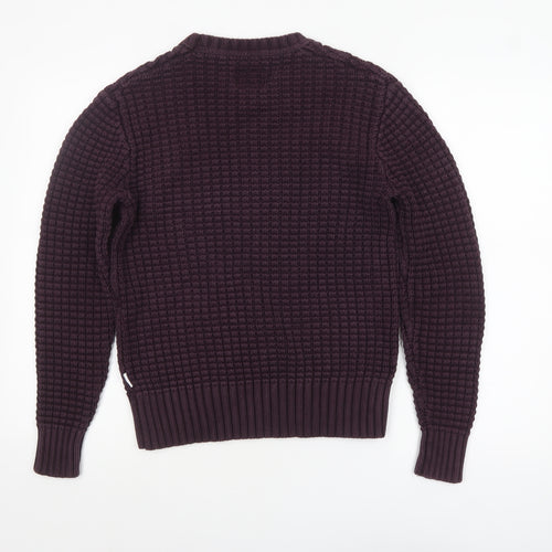 Peter Werth Men's Purple Waffle-Knit Cotton Jumper XS