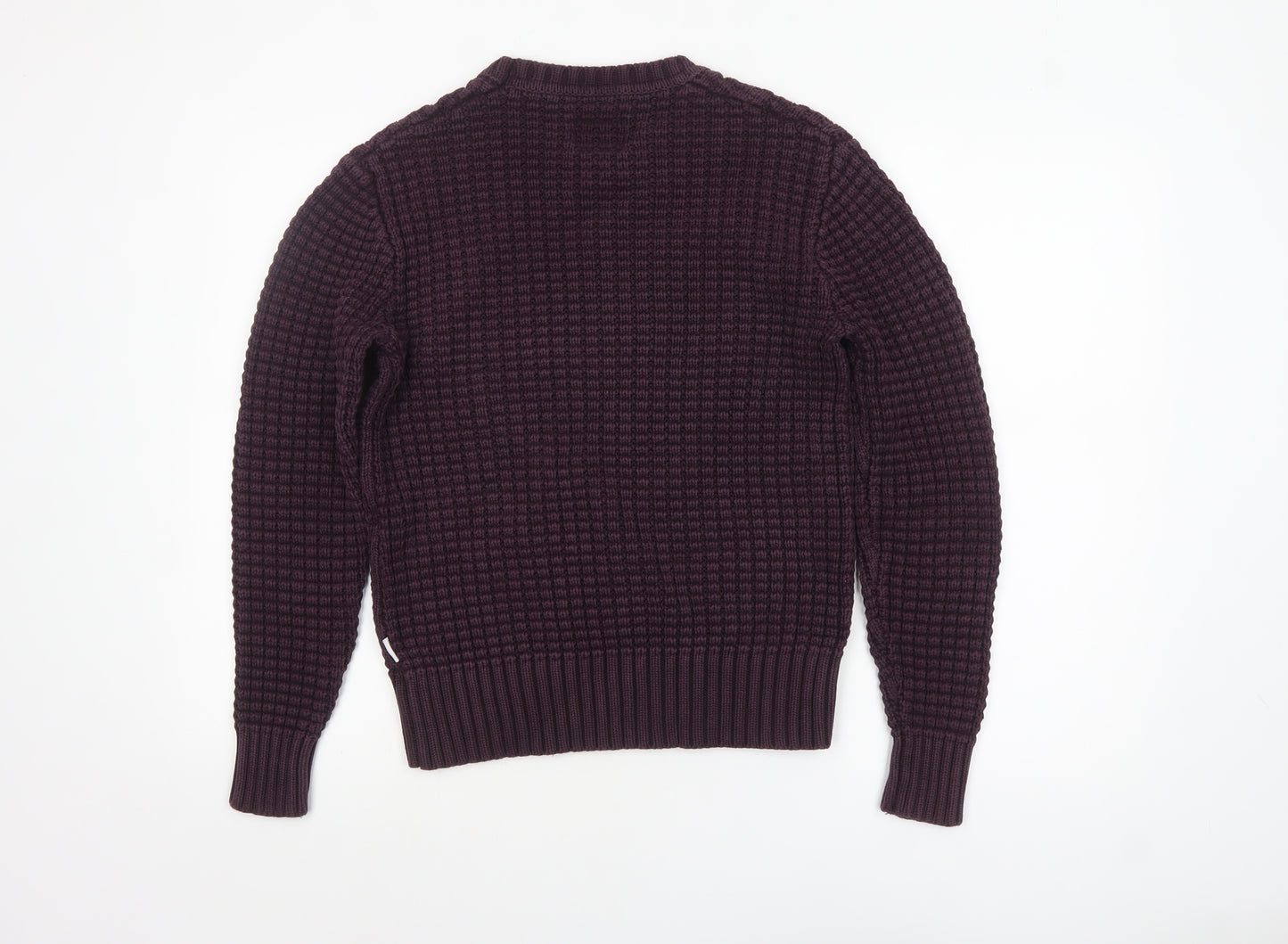 Peter Werth Men's Purple Waffle-Knit Cotton Jumper XS