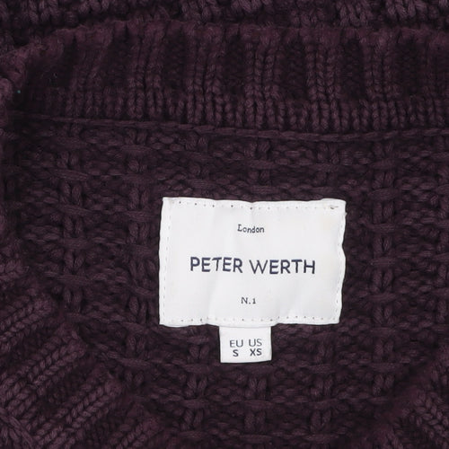 Peter Werth Men's Purple Waffle-Knit Cotton Jumper XS