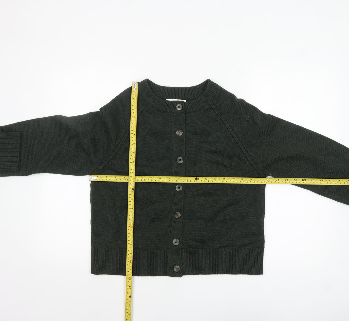 Marks and Spencer Womens Green Lambswool Blend Button Cardigan M