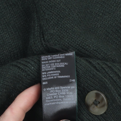 Marks and Spencer Womens Green Lambswool Blend Button Cardigan M