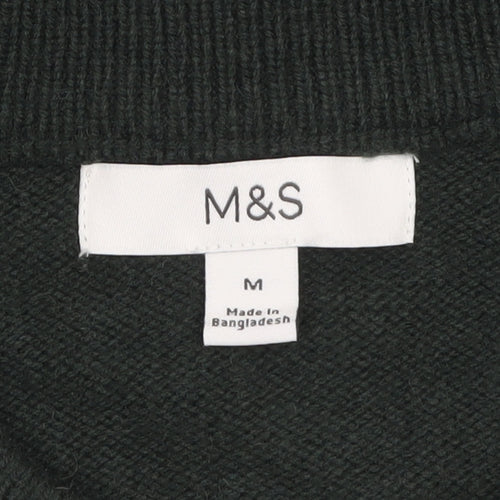 Marks and Spencer Womens Green Lambswool Blend Button Cardigan M