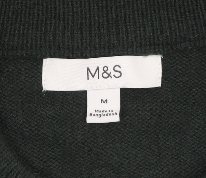 Marks and Spencer Womens Green Lambswool Blend Button Cardigan M