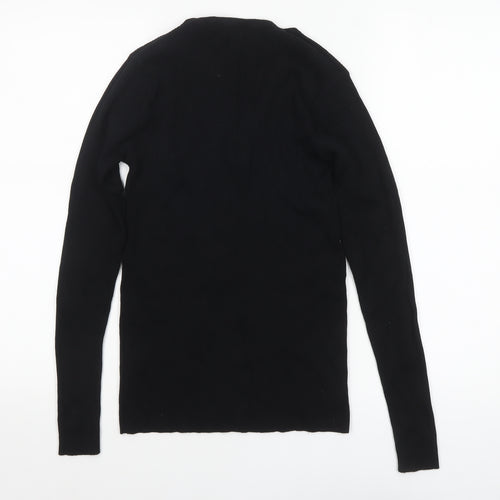 Society 8 Womens Black V-Neck Lace Up Knit Jumper Size 12