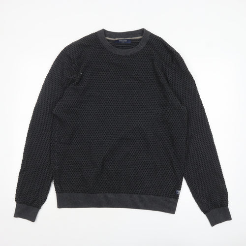 Jack & Jones Men’s Black Waffle Knit Crew Neck Jumper XL