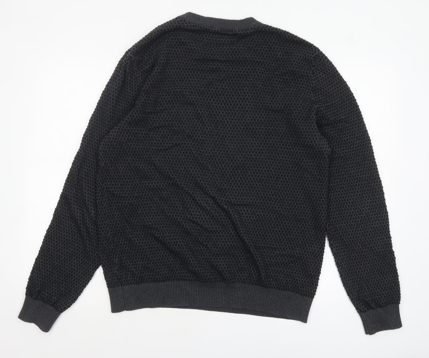 Jack & Jones Men’s Black Waffle Knit Crew Neck Jumper XL