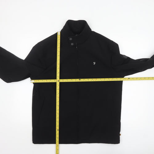 Farah Men's Black Softshell Jacket L Full Zip Stand Collar