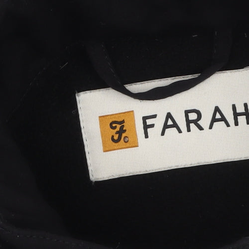 Farah Men's Black Softshell Jacket L Full Zip Stand Collar