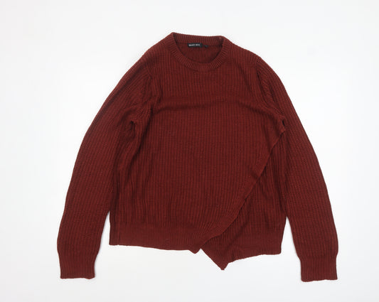 Brave Soul Women Red Chunky Knit Acrylic Jumper L 16 Crew Neck