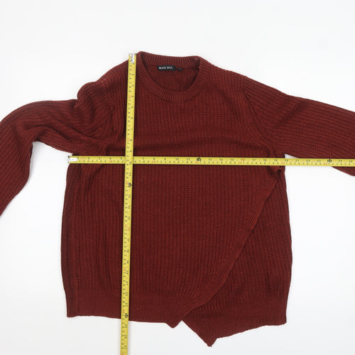 Brave Soul Women Red Chunky Knit Acrylic Jumper L 16 Crew Neck