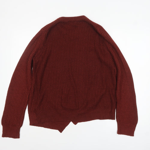 Brave Soul Women Red Chunky Knit Acrylic Jumper L 16 Crew Neck