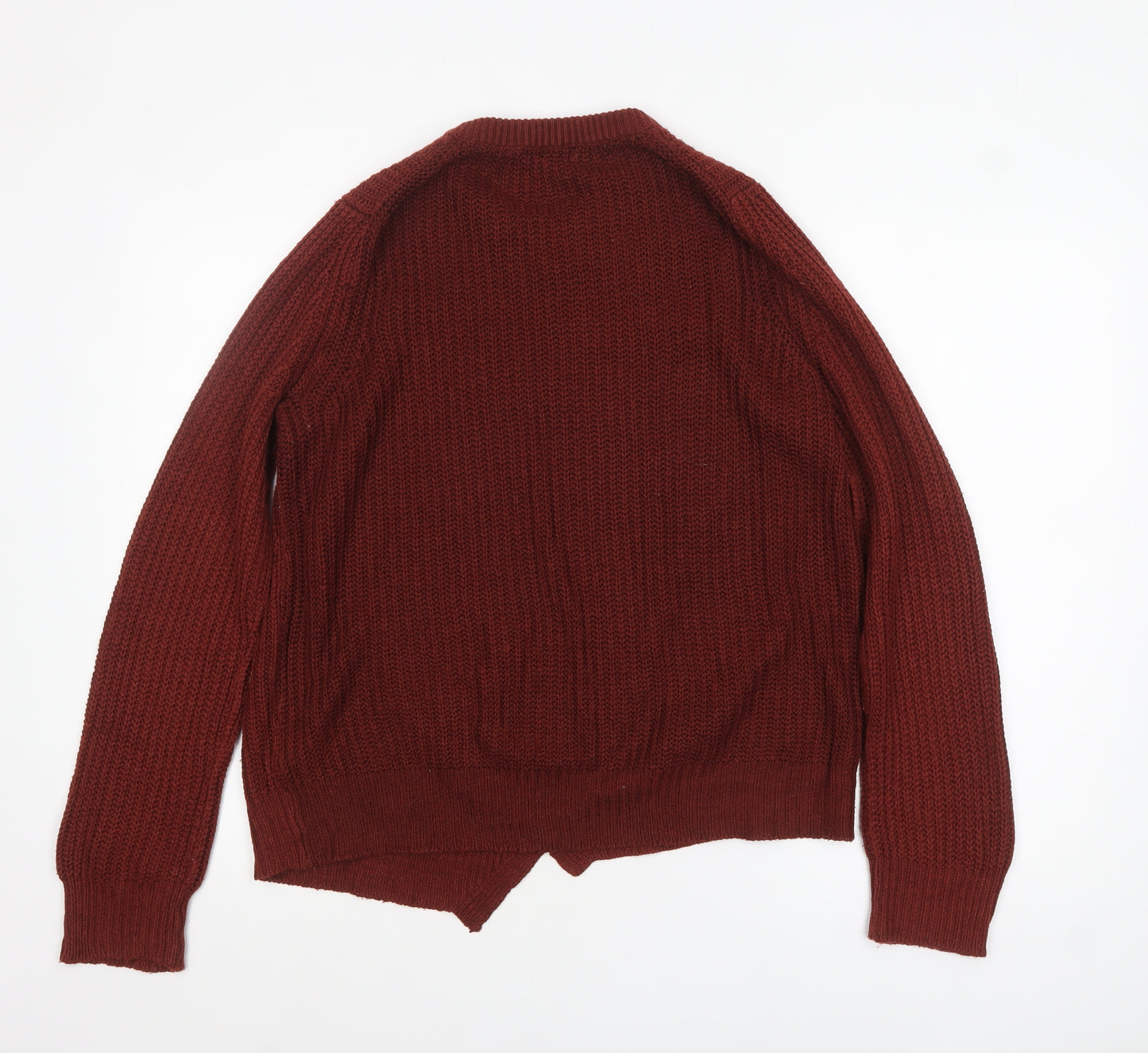 Brave Soul Women Red Chunky Knit Acrylic Jumper L 16 Crew Neck