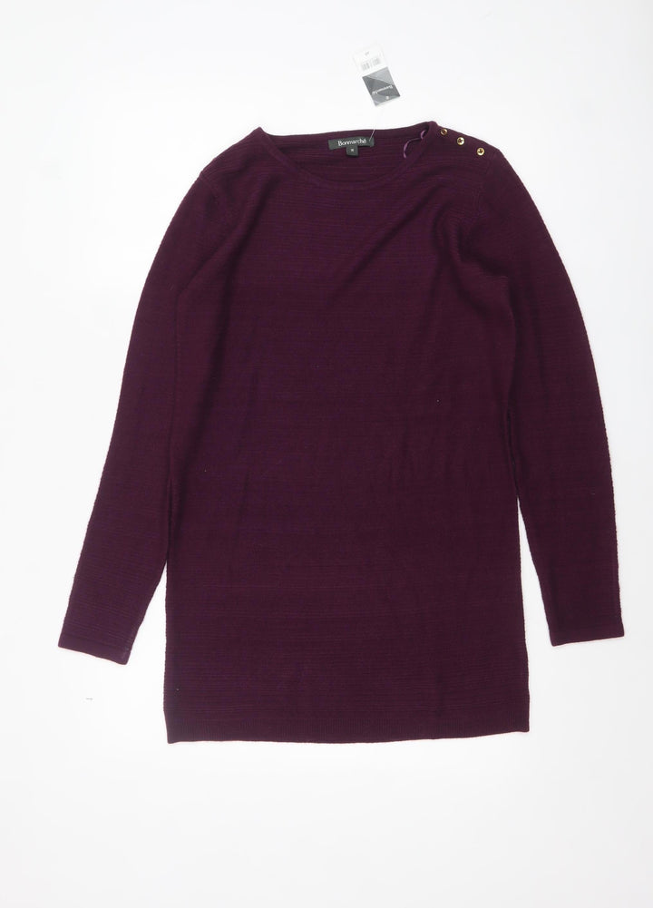 Bonmarché Women’s Purple Size 10 Acrylic Boat Neck Jumper