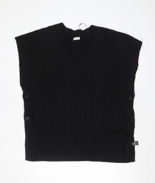 Monsoon Women’s Black Cable-Knit Sleeveless V-Neck Vest Jumper L
