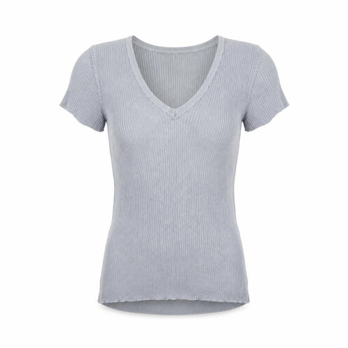 Warehouse Women’s Grey V-Neck Short Sleeve Knit Top Size 10