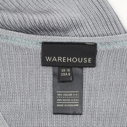Warehouse Women’s Grey V-Neck Short Sleeve Knit Top Size 10