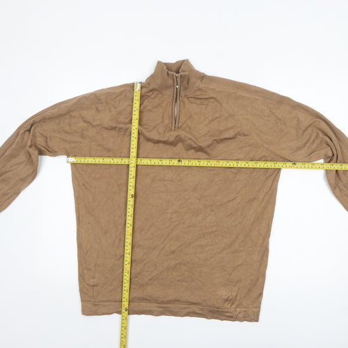 River Island Men's Beige XL 1/4 Zip High Neck Jumper